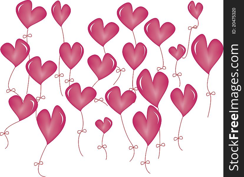 Lovely design of pink balloon heart in vector pattern