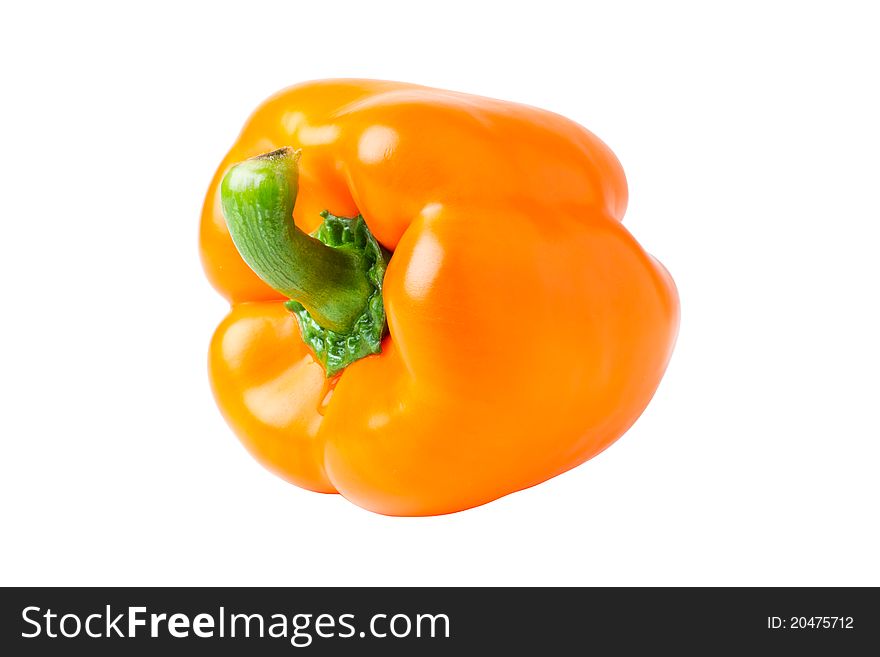 Orange pepper paprica, isolated on white