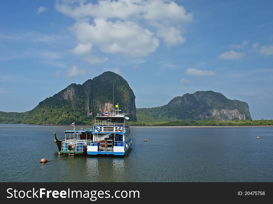 Boats and island in trang prvoince Thailand