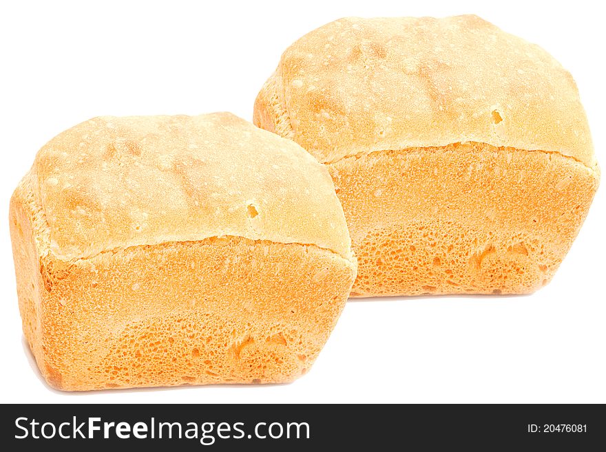 Two bread were insulated on white background.