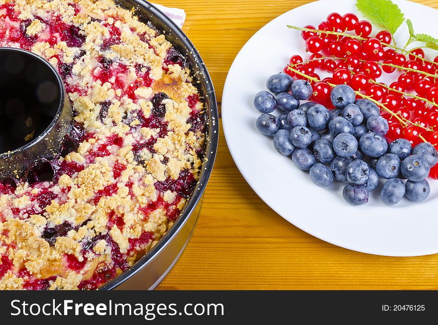 Fresh summery currant blueberry cake