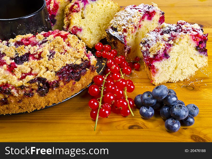 Fresh summery currant blueberry cake