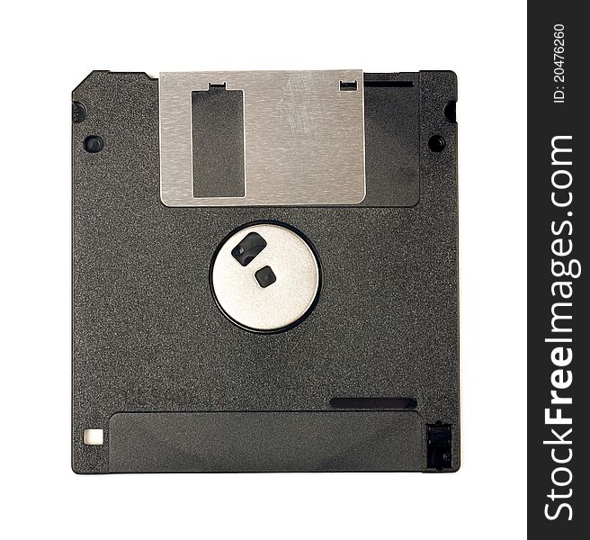 Studio shot of 3, 3 1/2 inch floppy disk isolated on white background