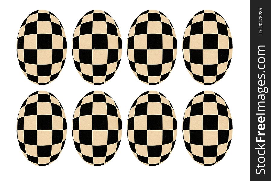 Isolated on white eggs forms chessboard transformation