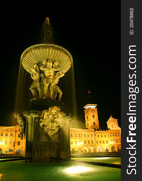 Samson fountain in the Czech Budejovice