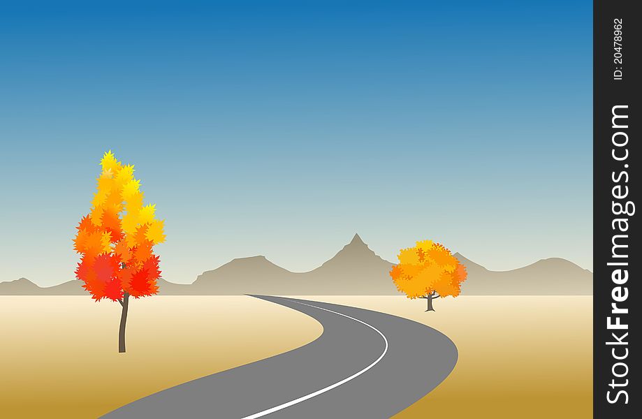 An illustration of scenic autumn landscape. An illustration of scenic autumn landscape