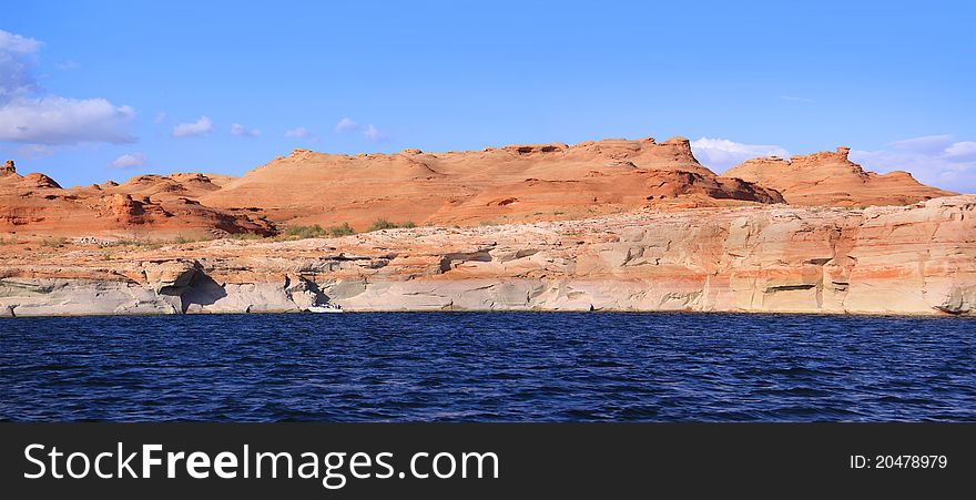 Panoramic view of scenic Lake Powell landscape