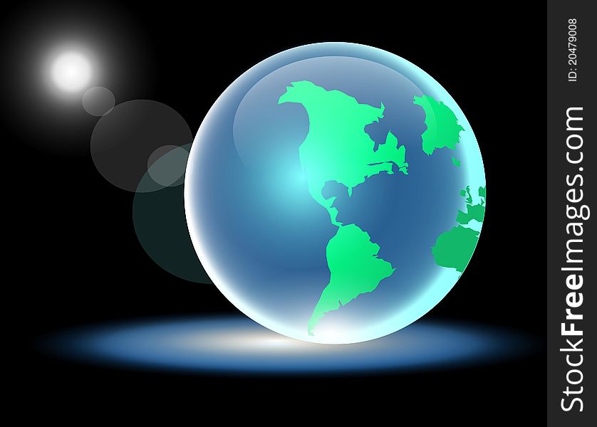 An illustration of shiny glass globe on background