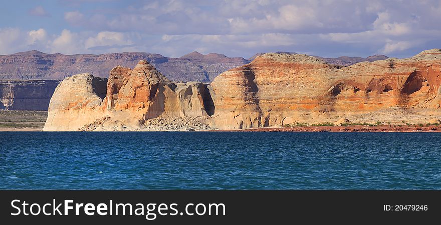 Panoramic view of scenic Lake Powell landscape