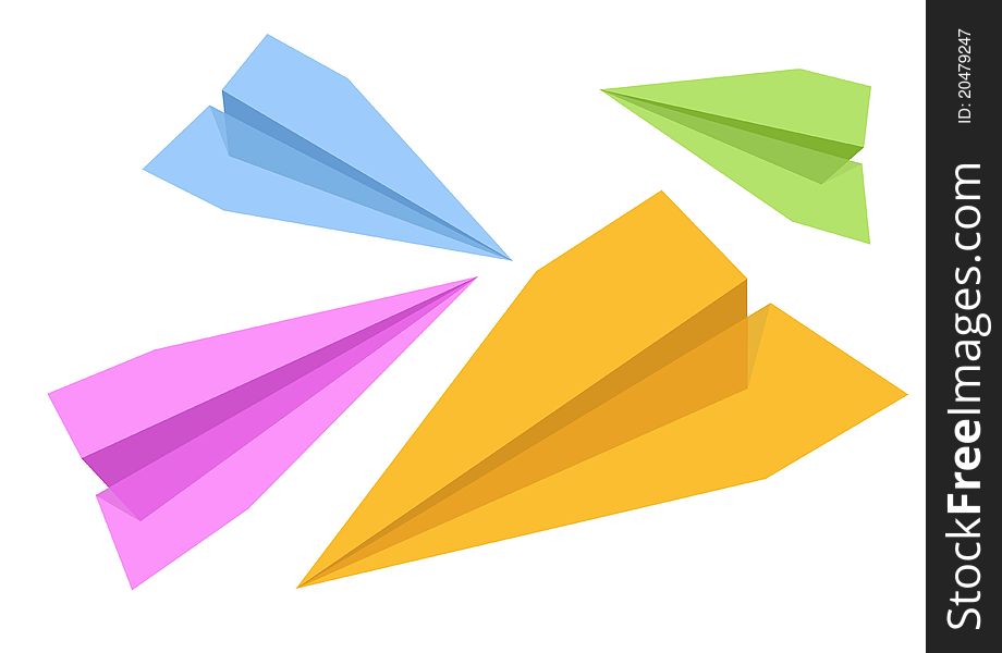 An illustration of different color paper rockets. An illustration of different color paper rockets