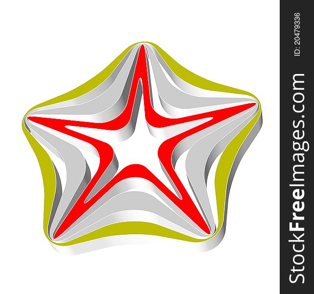 Star shaped 3d design element on white background