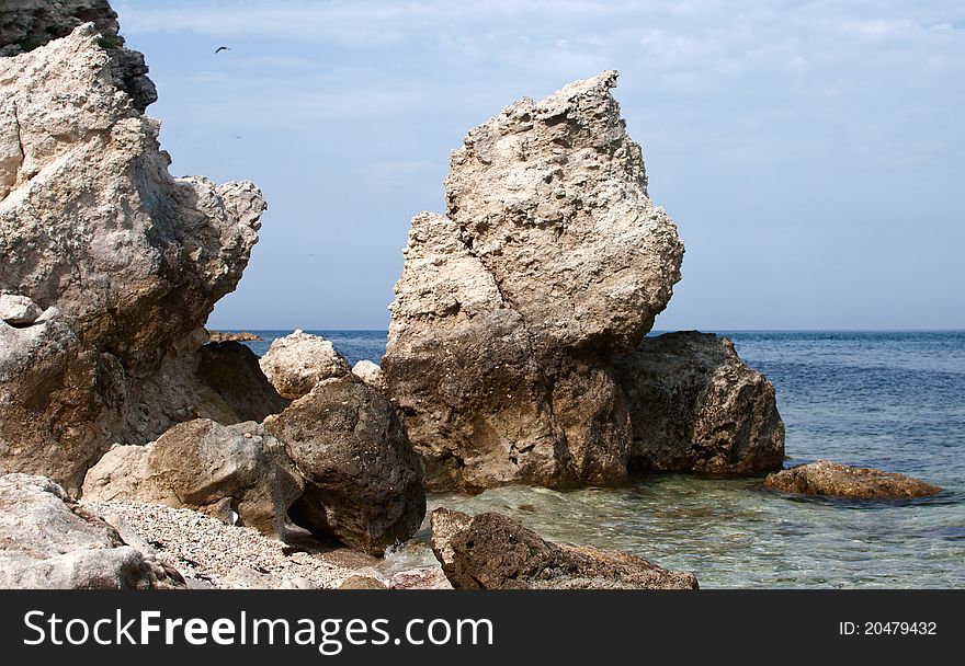 Big rocks at the coastline, Black sea, Crimea. Big rocks at the coastline, Black sea, Crimea