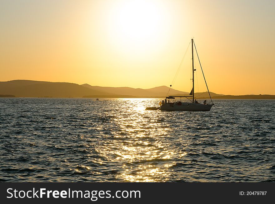 Yacht In Sunset