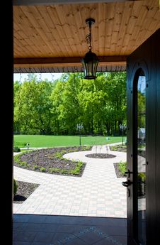Open Door To Yard Stock Photo Open Door To Yard Stock Photo