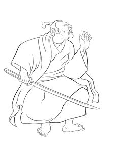 Samurai Warrior With Katana Sword Fighting Stance Royalty Free Stock Photography Samurai Warrior With Katana Sword Fighting Stance Royalty Free Stock Photography
