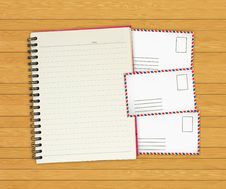 Note Book With Old Envelopes On Wooden Stock Image Note Book With Old Envelopes On Wooden Stock Image