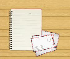 Note Book With Old Envelopes On Wooden Stock Images Note Book With Old Envelopes On Wooden Stock Images