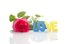 Red Rose And The Text Of LOVE Royalty Free Stock Photo Red Rose And The Text Of LOVE Royalty Free Stock Photo