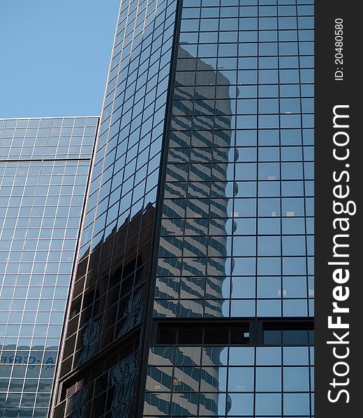 Two blue building in glass and metal. Two blue building in glass and metal