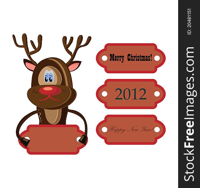 Vector christmas background with  christmas deer  ans space for your text
