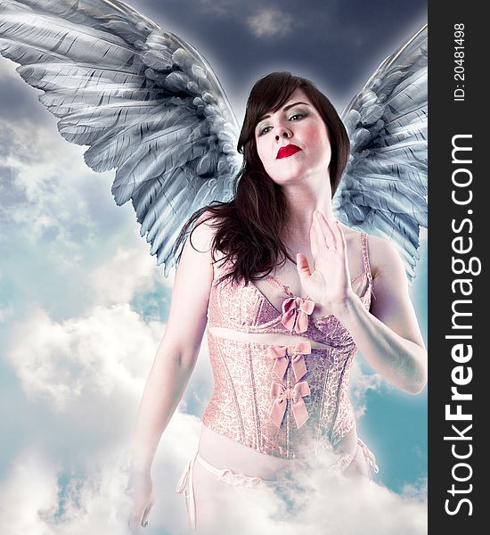 Sweet Angel, Over Cloud Background.