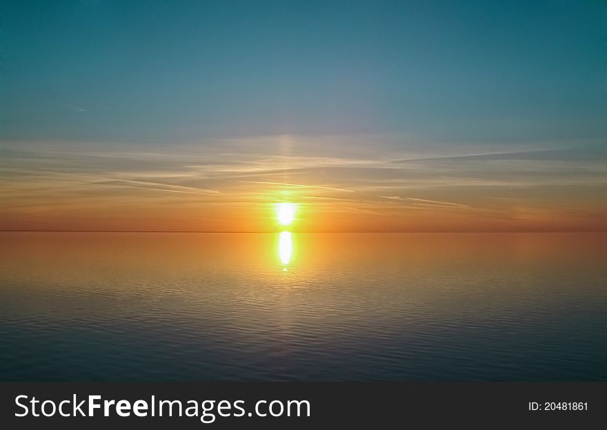 Picture of sunset in the Baltic sea.Latvia