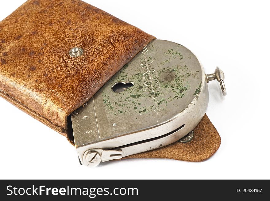 An old German military compass on white background