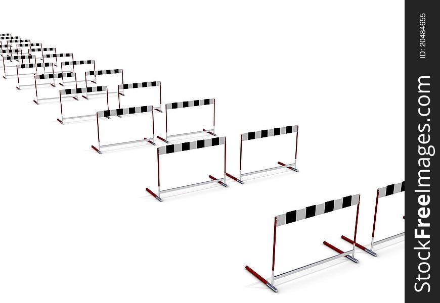 Row of barriers to success concept