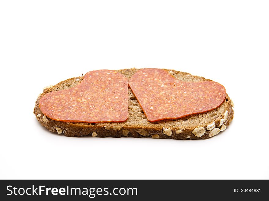 Heart of salamis with bread