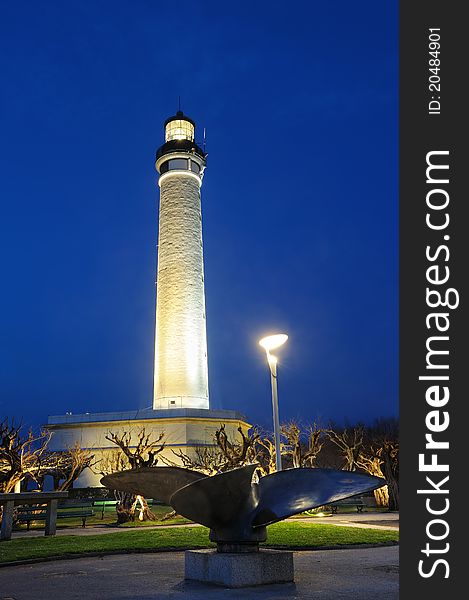 The historic lighthouse at Biarritz in France. The historic lighthouse at Biarritz in France