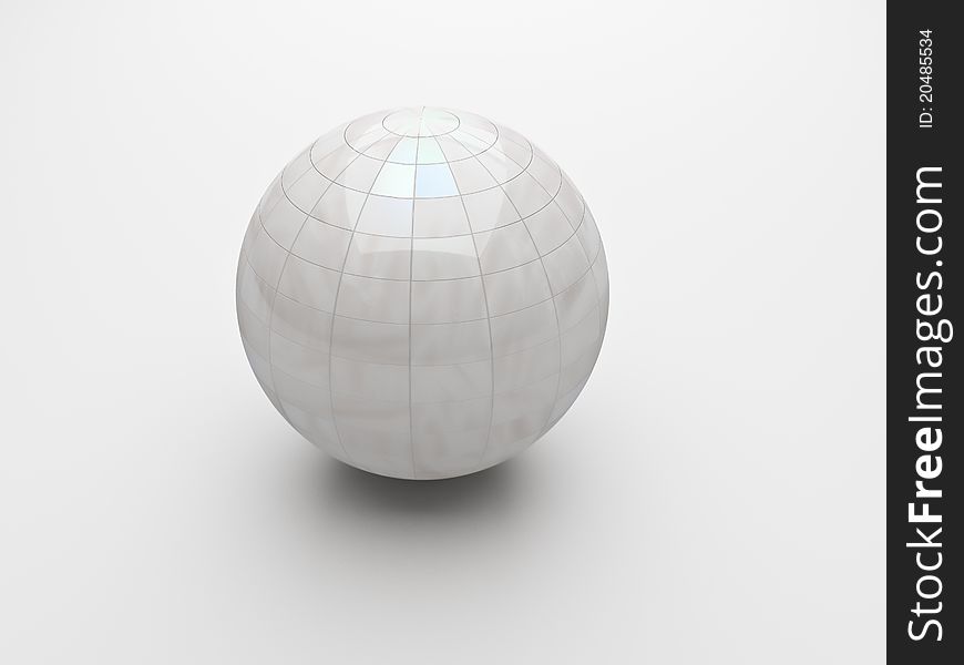 White ball in a white studio, top soft lighting