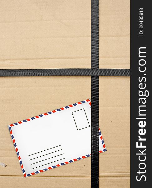 Paper box package with Old envelopes. closeup Useful as background for design-works