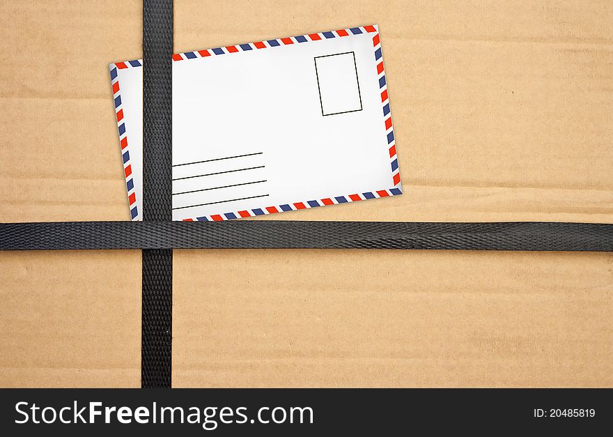 Paper box package with Old envelopes. closeup Useful as background for design-works