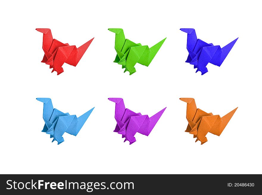 Group of paper dinosaur isolated on white background. Group of paper dinosaur isolated on white background