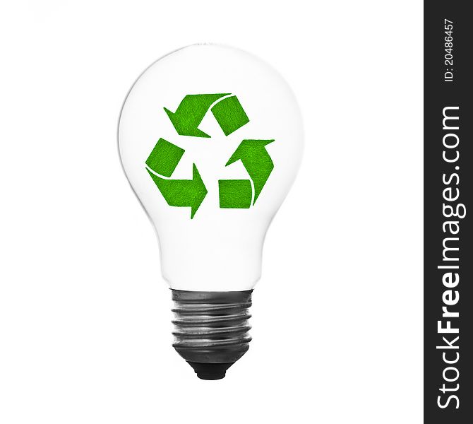 Reusable lightbulb and sign, conservation concept. Reusable lightbulb and sign, conservation concept