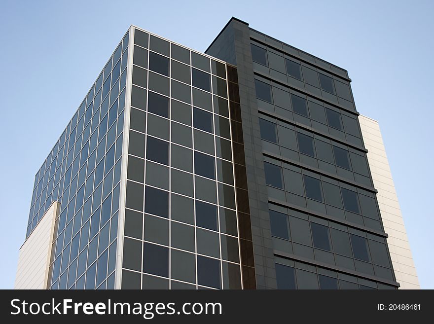 Modern office building with gray and white walls. Modern office building with gray and white walls