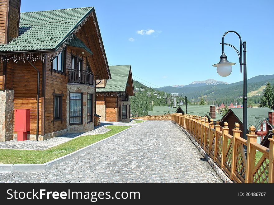 Wooden houses at the mountains