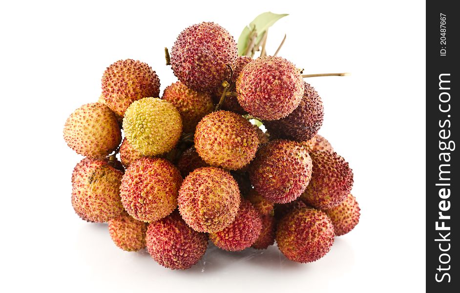 Bunch of Litchi isolated on white background