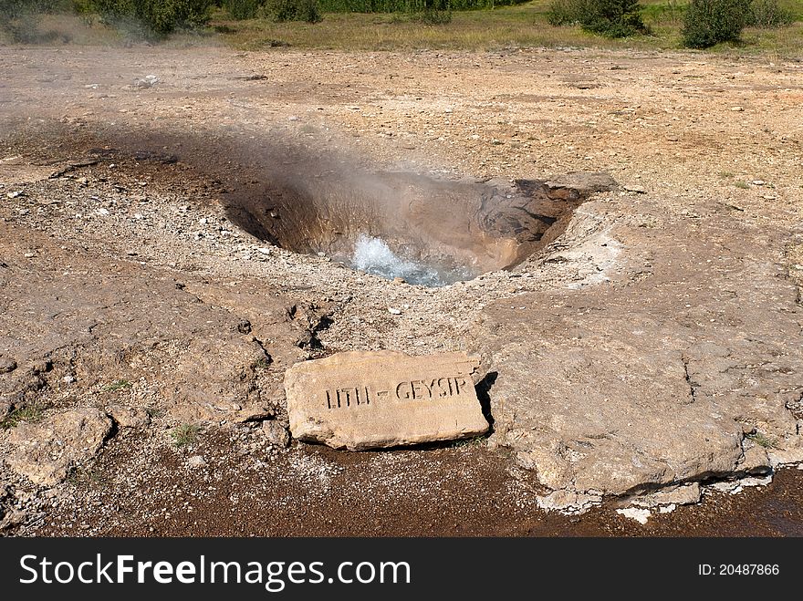 Small geysers in the area geysir in iceland