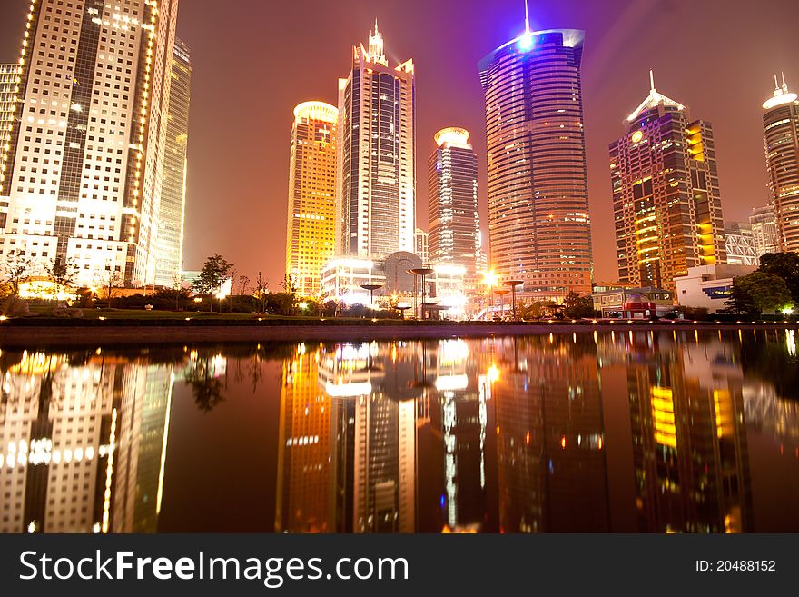 The night view of the lujiazui financial centre in shanghai china. The night view of the lujiazui financial centre in shanghai china.