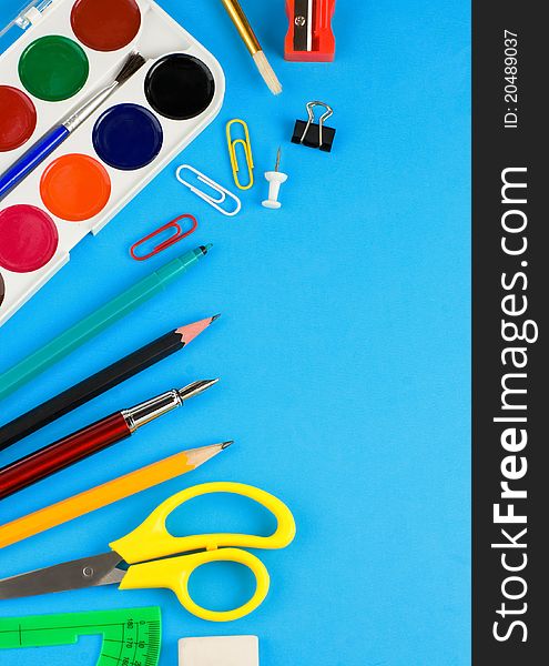 School Accessories On Colorful Paper