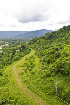 Green Pathway Beside The Hill Stock Images