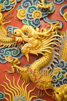 Golden Dragon Sculpture Royalty Free Stock Images