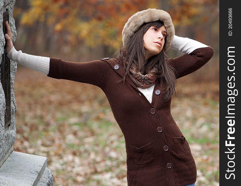 Pretty Young Woman In Autumn