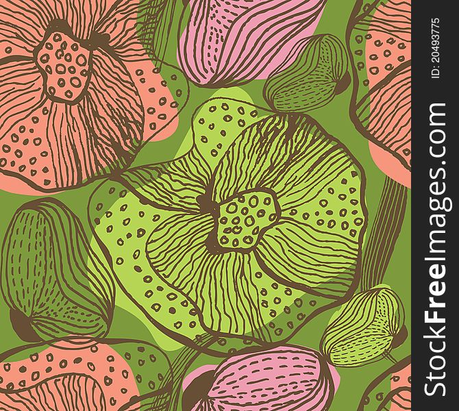 Floral seamless pattern organic ornament.