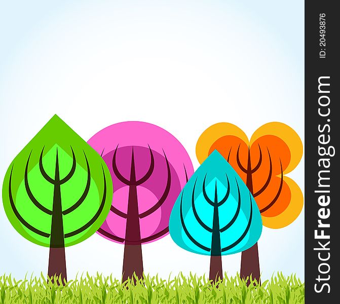 Four season trees ecology concept. Four season trees ecology concept