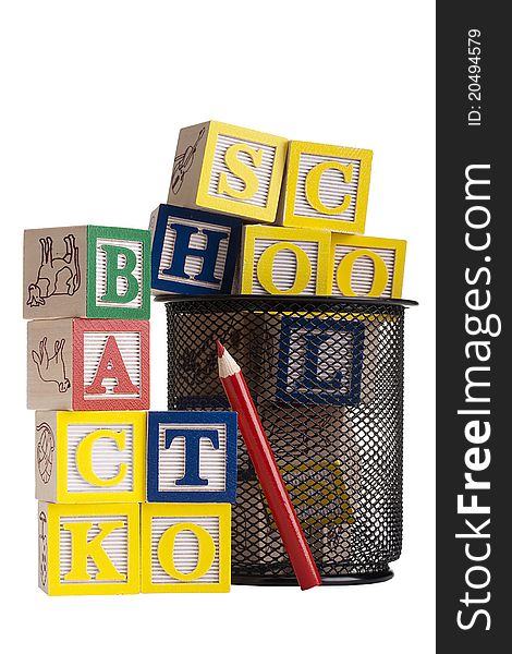 From wooden blocks made up the phrase back to school. From wooden blocks made up the phrase back to school.