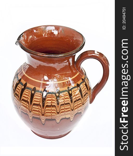 Clay pot on white background. Clay pot on white background