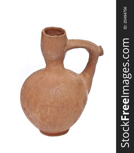 Clay pot on white background