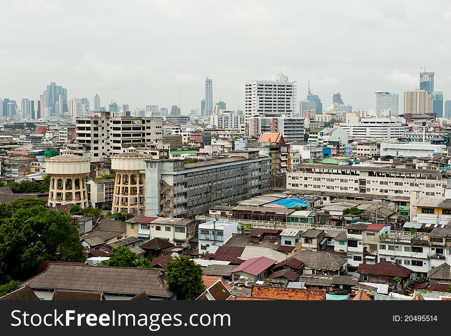 A view of downtown Bangkok from the Golden Mount. A view of downtown Bangkok from the Golden Mount